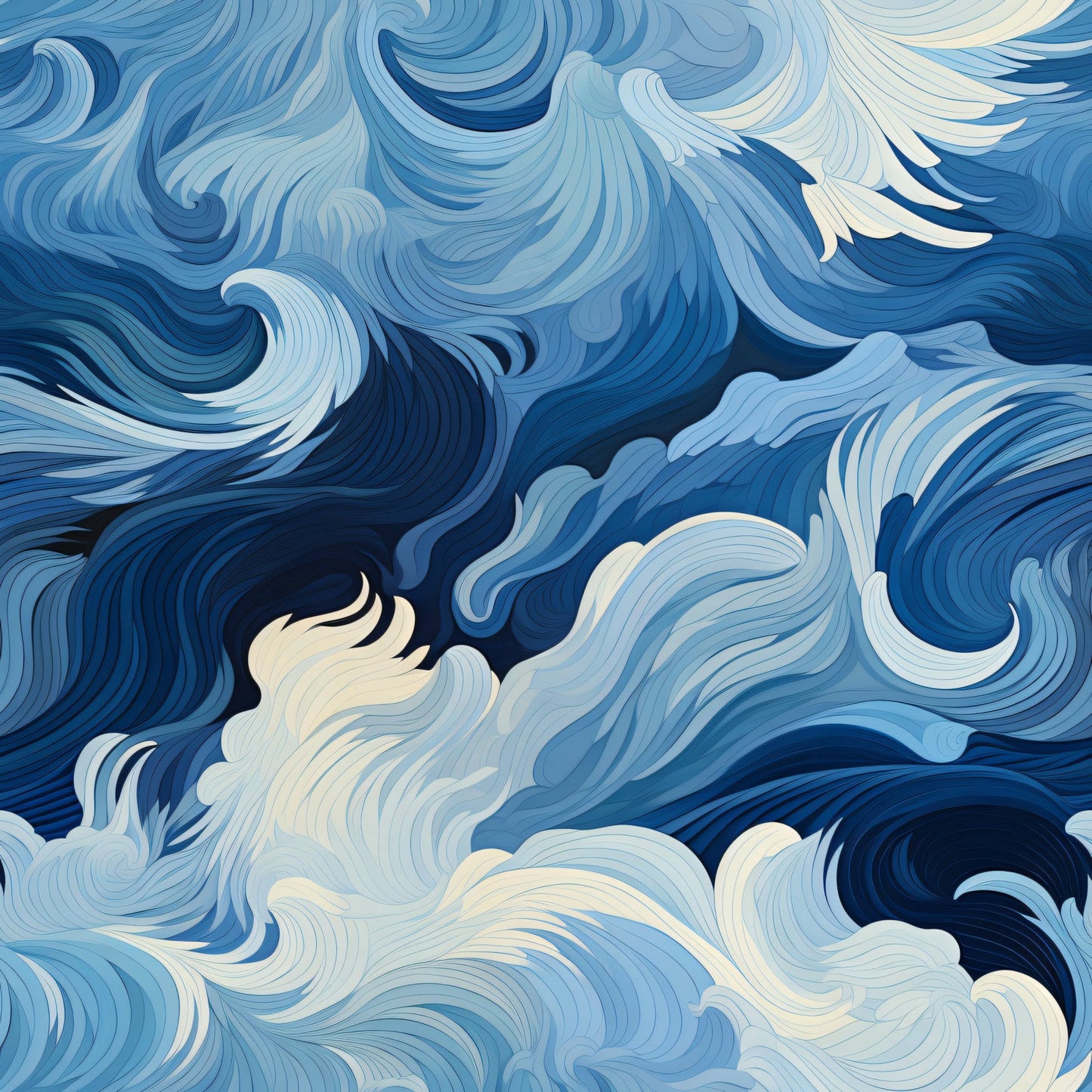 Abstract Sea Waves Pattern 2 Quilting Cotton Fabric
