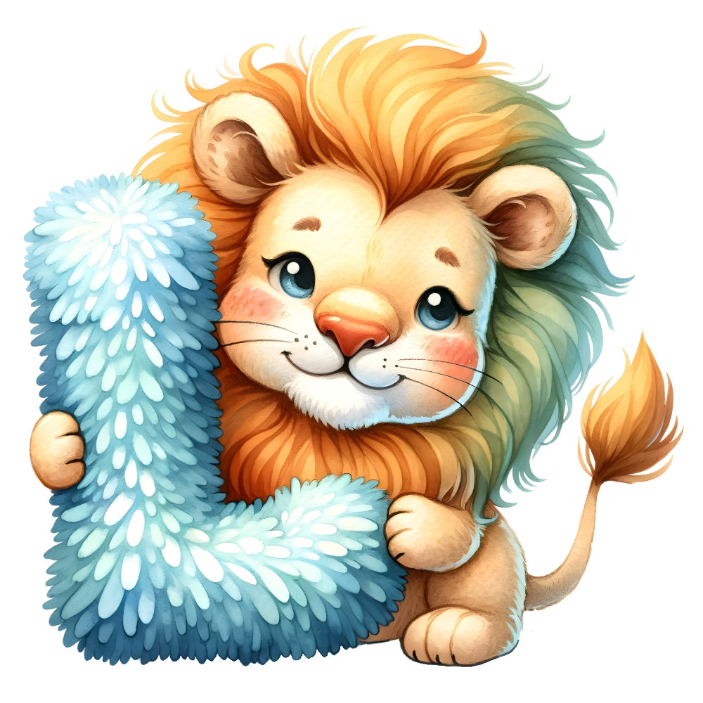 Animal Lion Letter L Fabric Panel