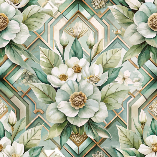 Art Deco Florals Pattern 41 Quilting Cotton Fabric