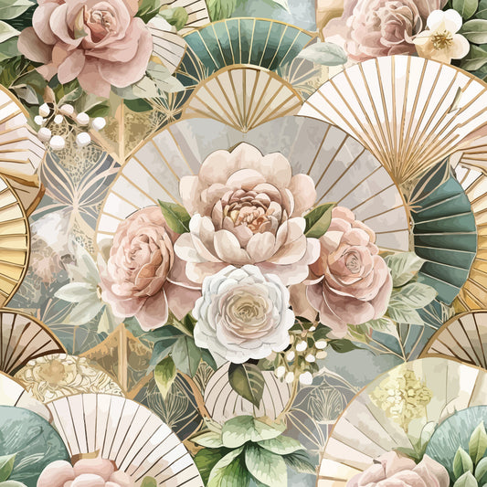 Art Deco Florals Pattern 68 Quilting Cotton Fabric