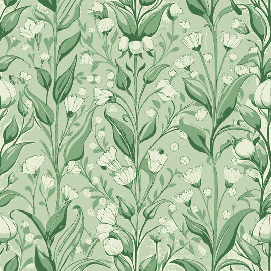 Art Nouveau Lily of the Vallies Pattern 1 Quilting Cotton Fabric