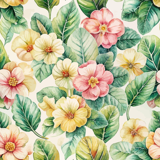 Art Nouveau Primroses Pattern 1 Quilting Cotton Fabric