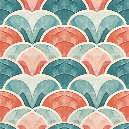 Art Deco Fish Scales Pattern 15 Quilting Cotton Fabric