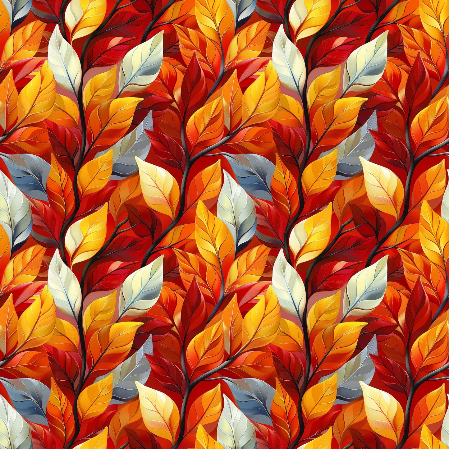 Artistic Autumn Leaves Pattern 5 Quilting Cotton Fabric