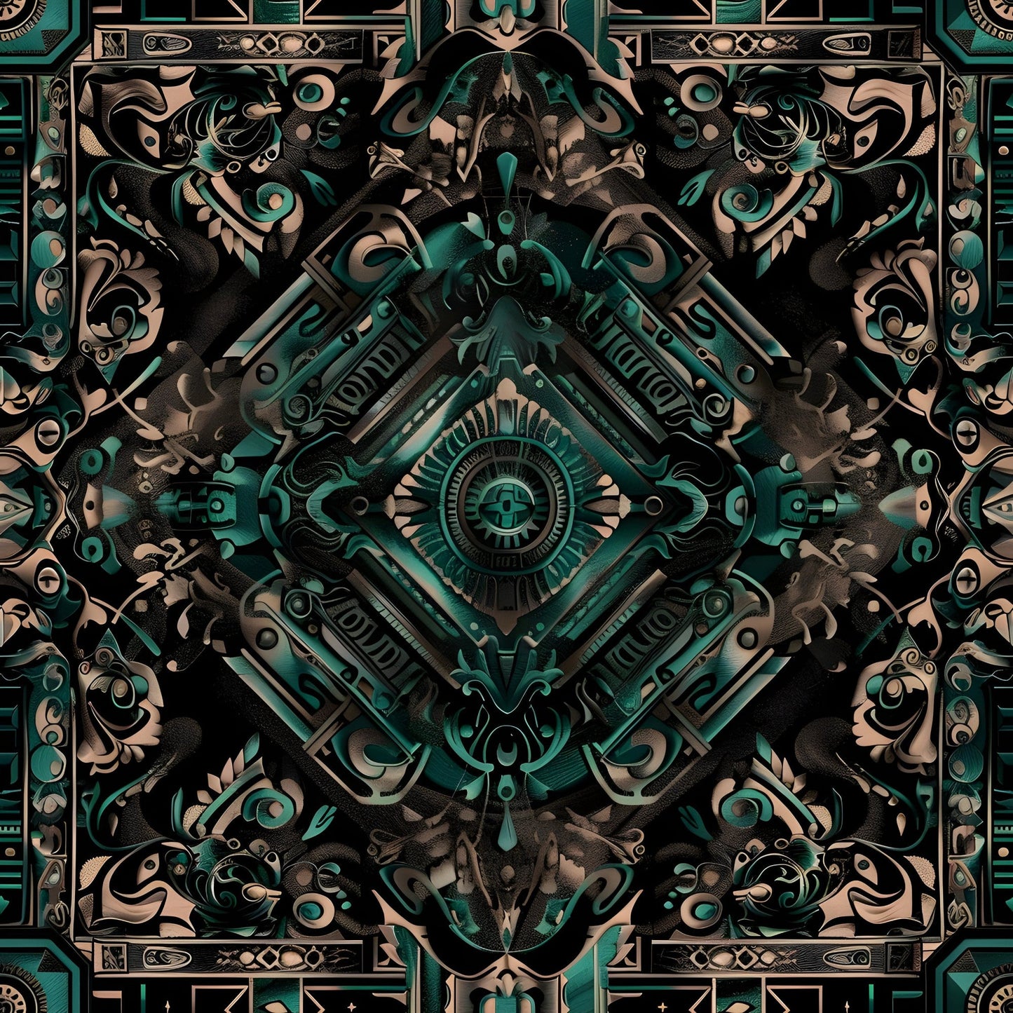 Aztec Turquoise Pattern 25 Quilting Cotton Fabric