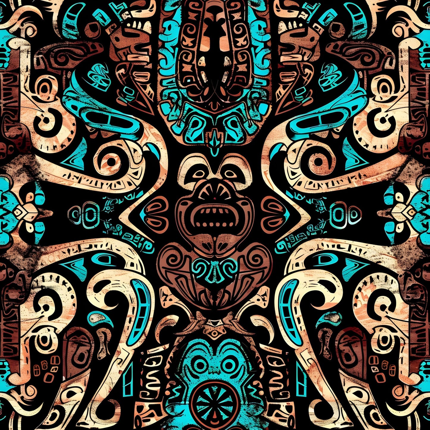 Aztec Turquoise Pattern 5 Quilting Cotton Fabric