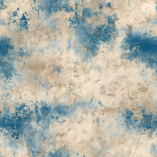 Beige and Blue Grunge Pattern 7 Quilting Cotton Fabric