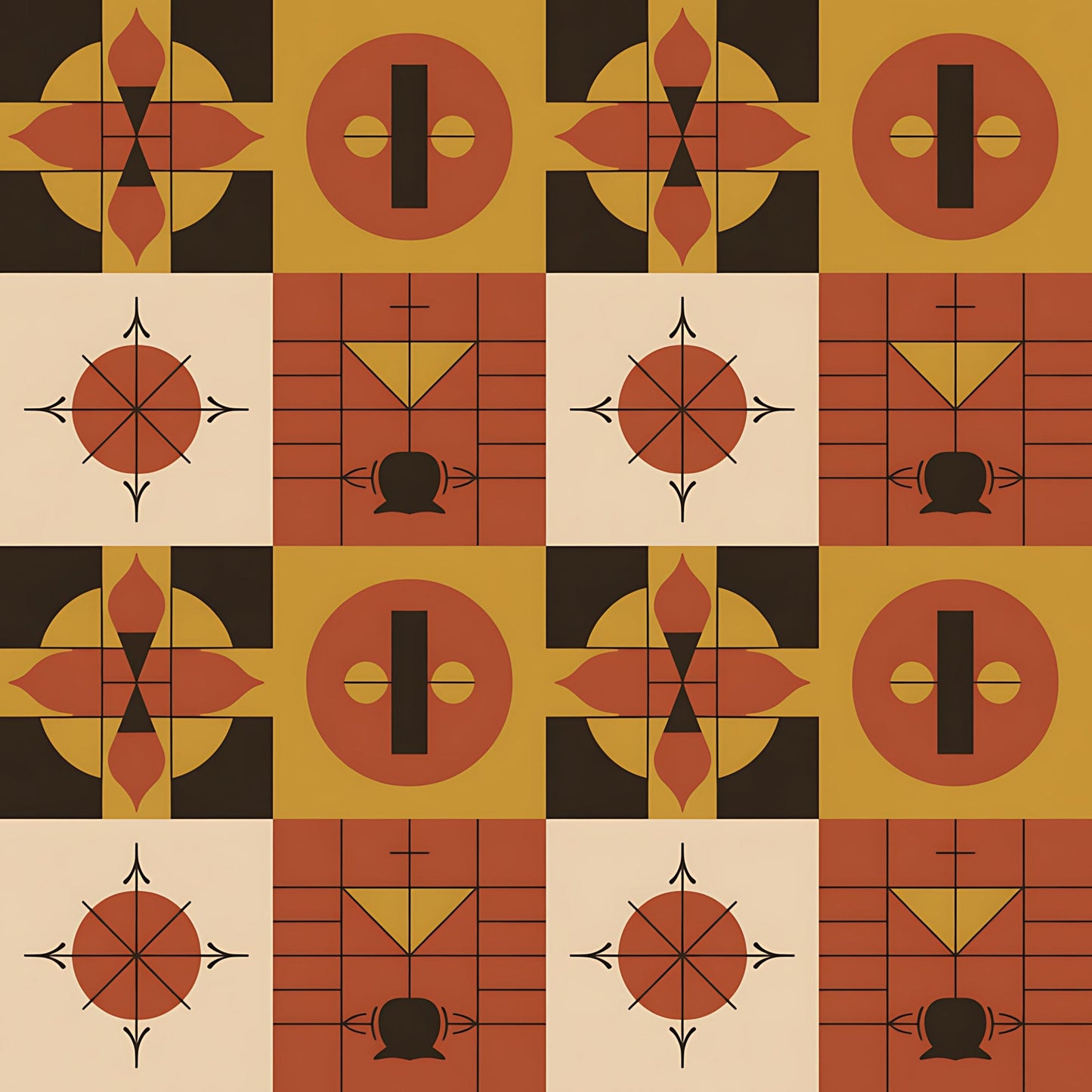 Black History Month Bauhaus Pattern 15 Quilting Cotton Fabric
