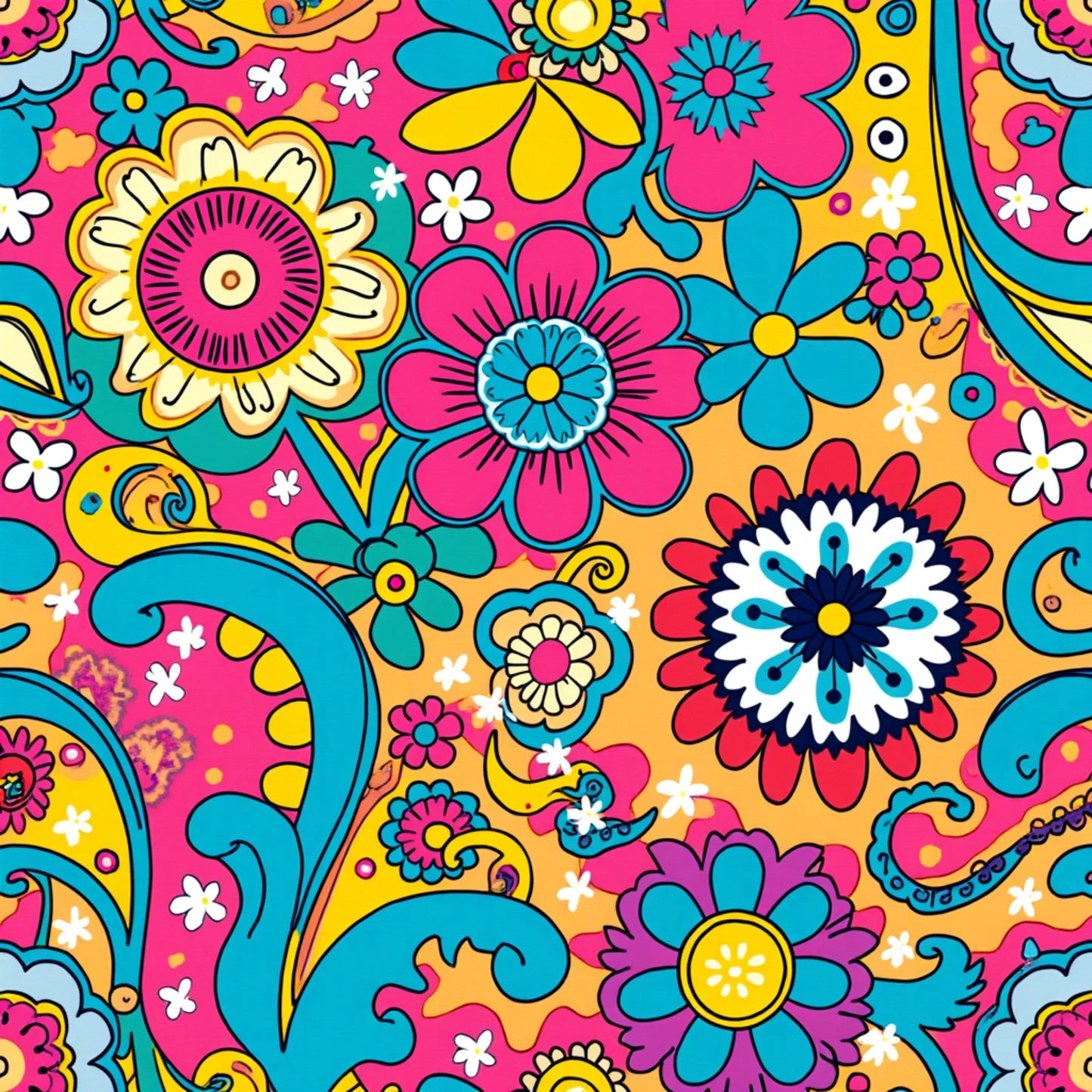 Bright Preppy Paisley Pattern 10 Quilting Cotton Fabric