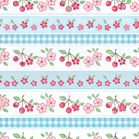 Cherry Floral Pattern 12 Quilting Cotton Fabric