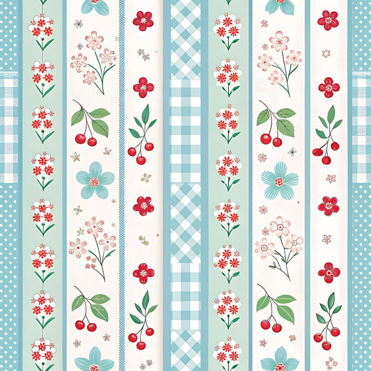 Cherry Floral Pattern 13 Quilting Cotton Fabric