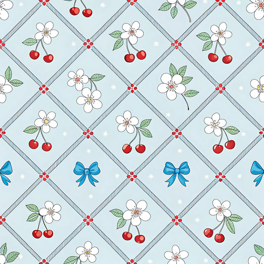 Cherry Floral Pattern 16 Quilting Cotton Fabric