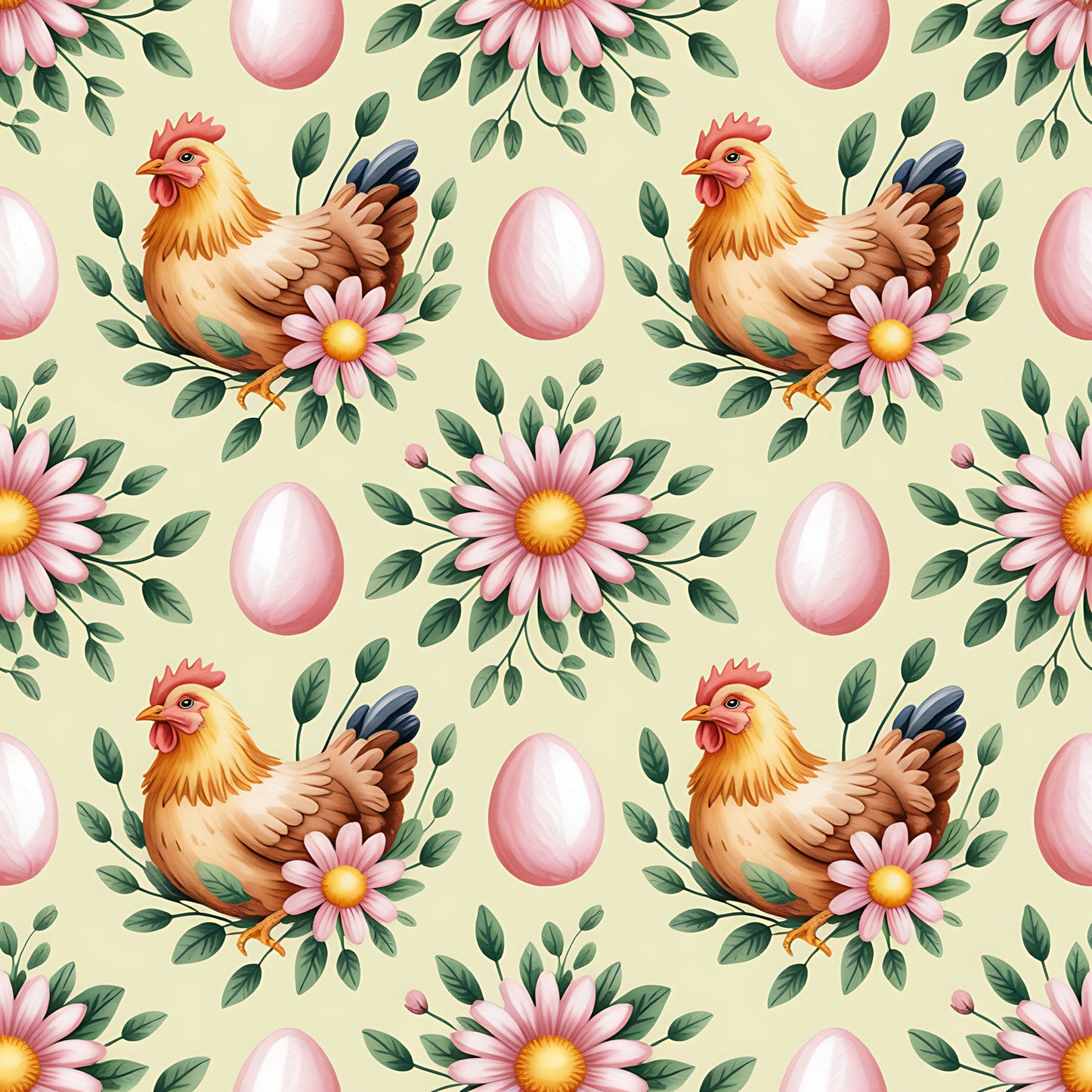Chicken and Eggs Pattern 12 Quilting Cotton Fabric