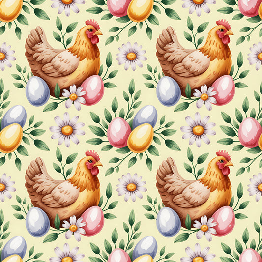 Chicken and Eggs Pattern 13 Quilting Cotton Fabric