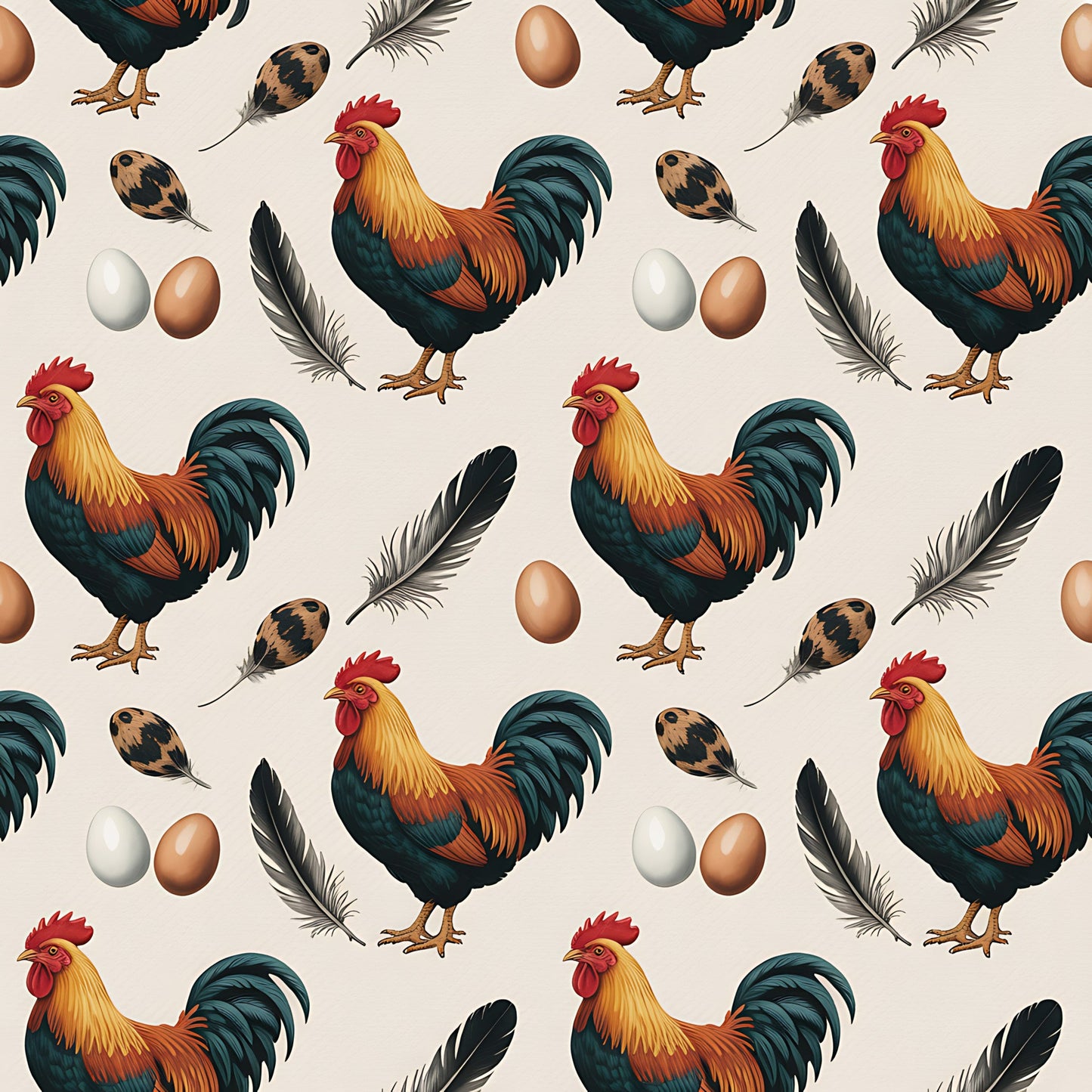 Chicken and Eggs Pattern 15 Quilting Cotton Fabric