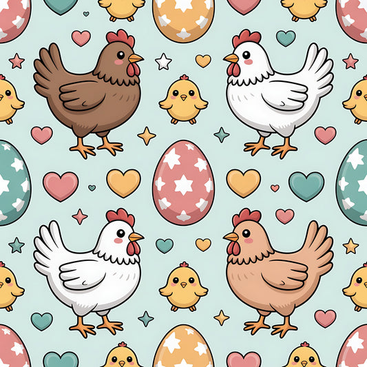 Chicken and Eggs Pattern 18 Quilting Cotton Fabric