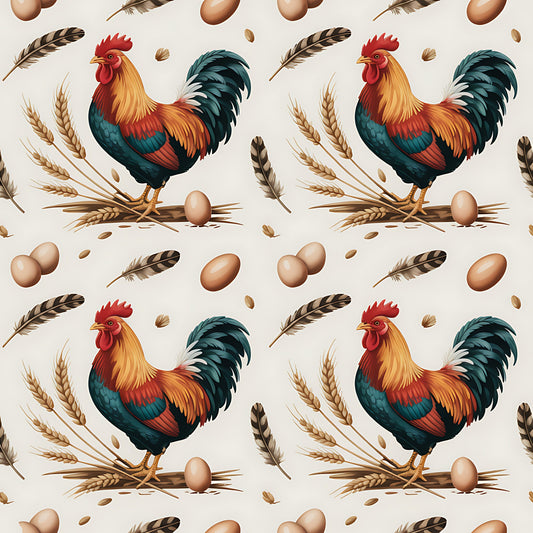 Chicken and Eggs Pattern 1 Quilting Cotton Fabric