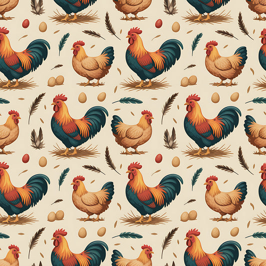 Chicken and Eggs Pattern 25 Quilting Cotton Fabric