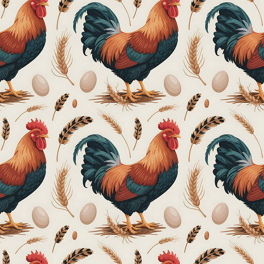 Chicken and Eggs Pattern 3 Quilting Cotton Fabric