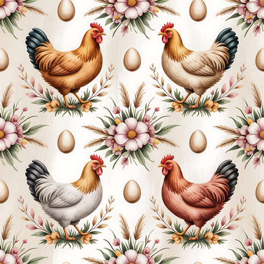 Chicken and Eggs Pattern 9 Quilting Cotton Fabric