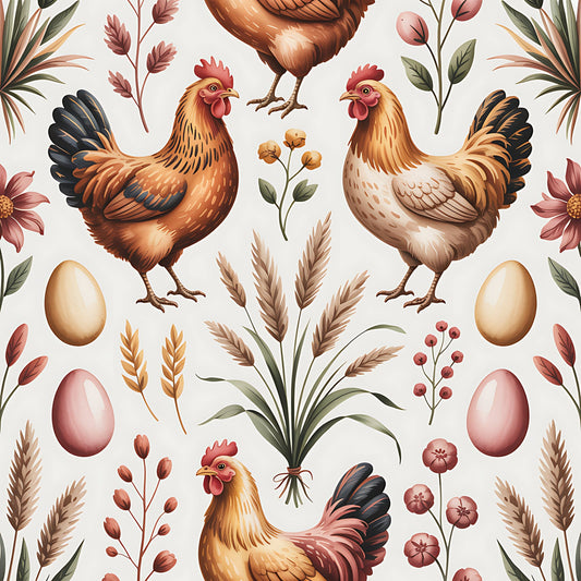 Chickens and Eggs Pattern 10 Quilting Cotton Fabric