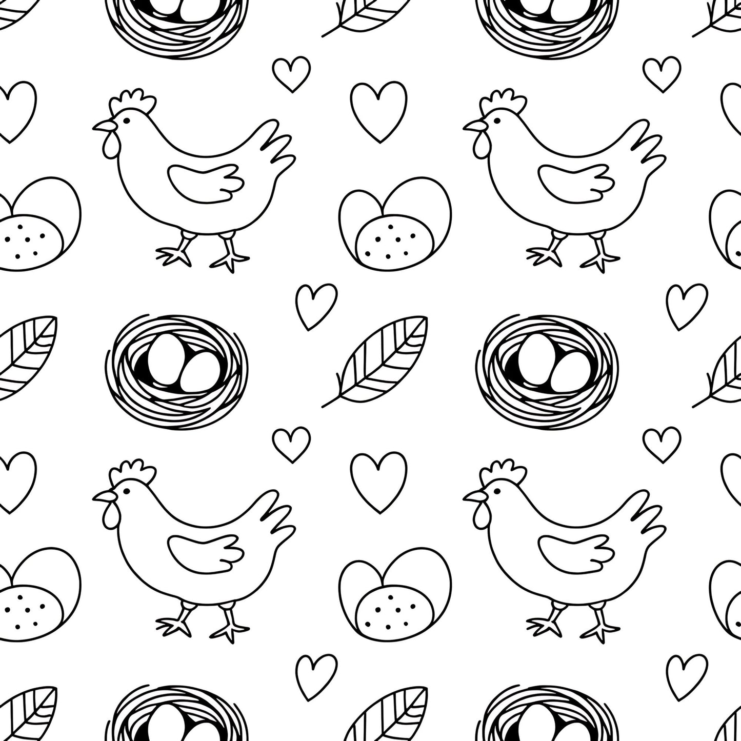 Chickens and Eggs Pattern 6 Quilting Cotton Fabric