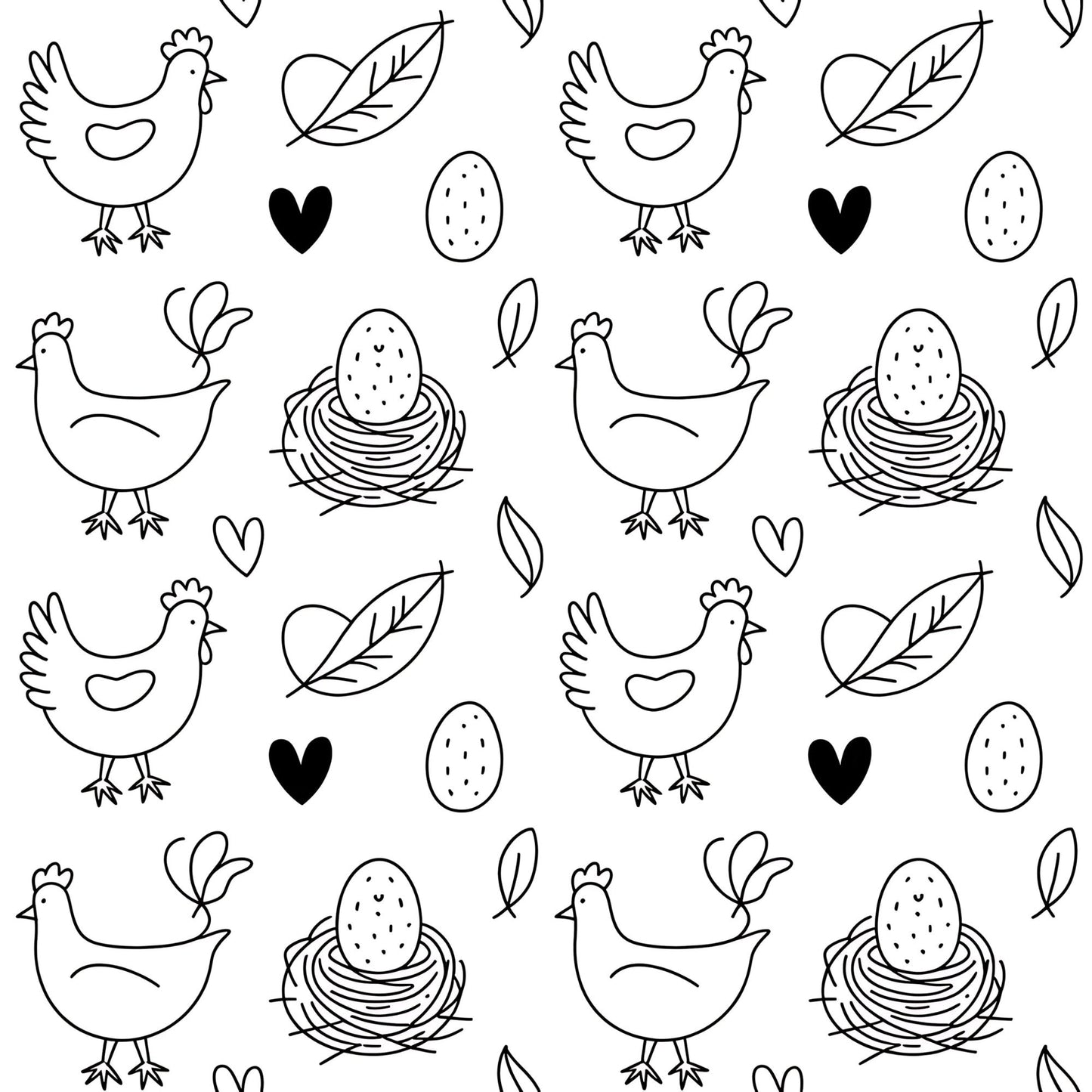 Chickens and Eggs Pattern 7 Quilting Cotton Fabric