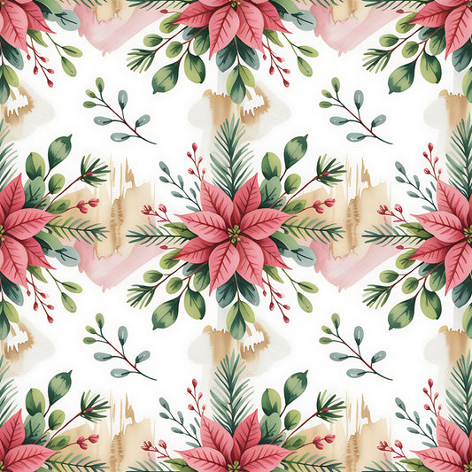 Christmas Botanical Watercolor Pattern 7 Quilting Cotton Fabric