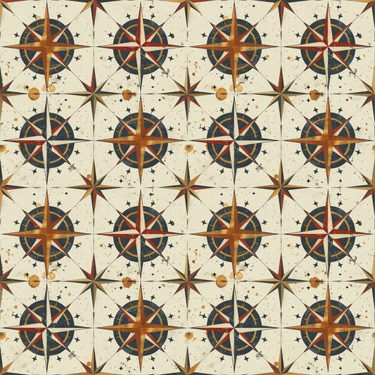 Classic Compass Rose Pattern 10 Quilting Cotton Fabric