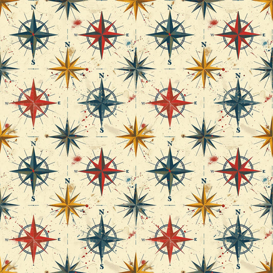 Classic Compass Rose Pattern 1 Quilting Cotton Fabric