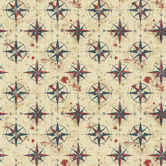 Classic Compass Rose Pattern 9 Quilting Cotton Fabric