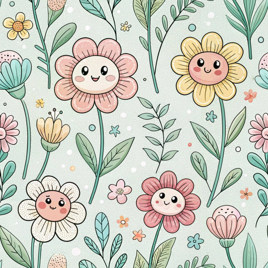Comic Wildflowers Pattern 3 Quilting Cotton Fabric