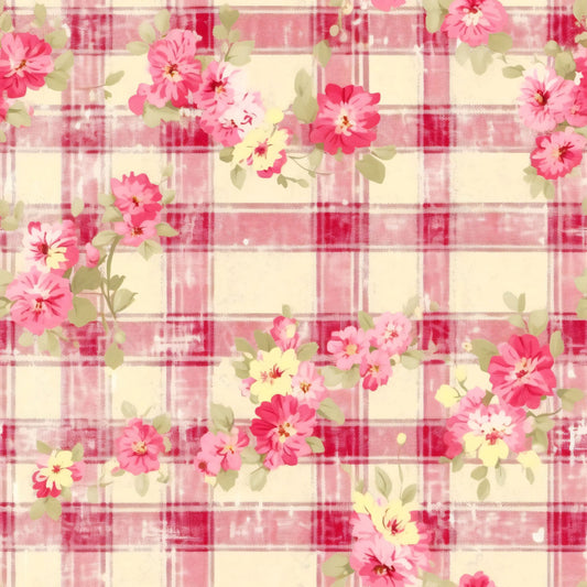 Country Girl Pastel Pink Plaid Pattern 13 Quilting Cotton Fabric