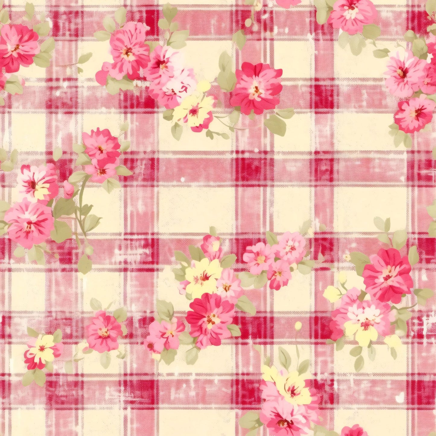 Country Girl Pastel Pink Plaid Pattern 13 Quilting Cotton Fabric