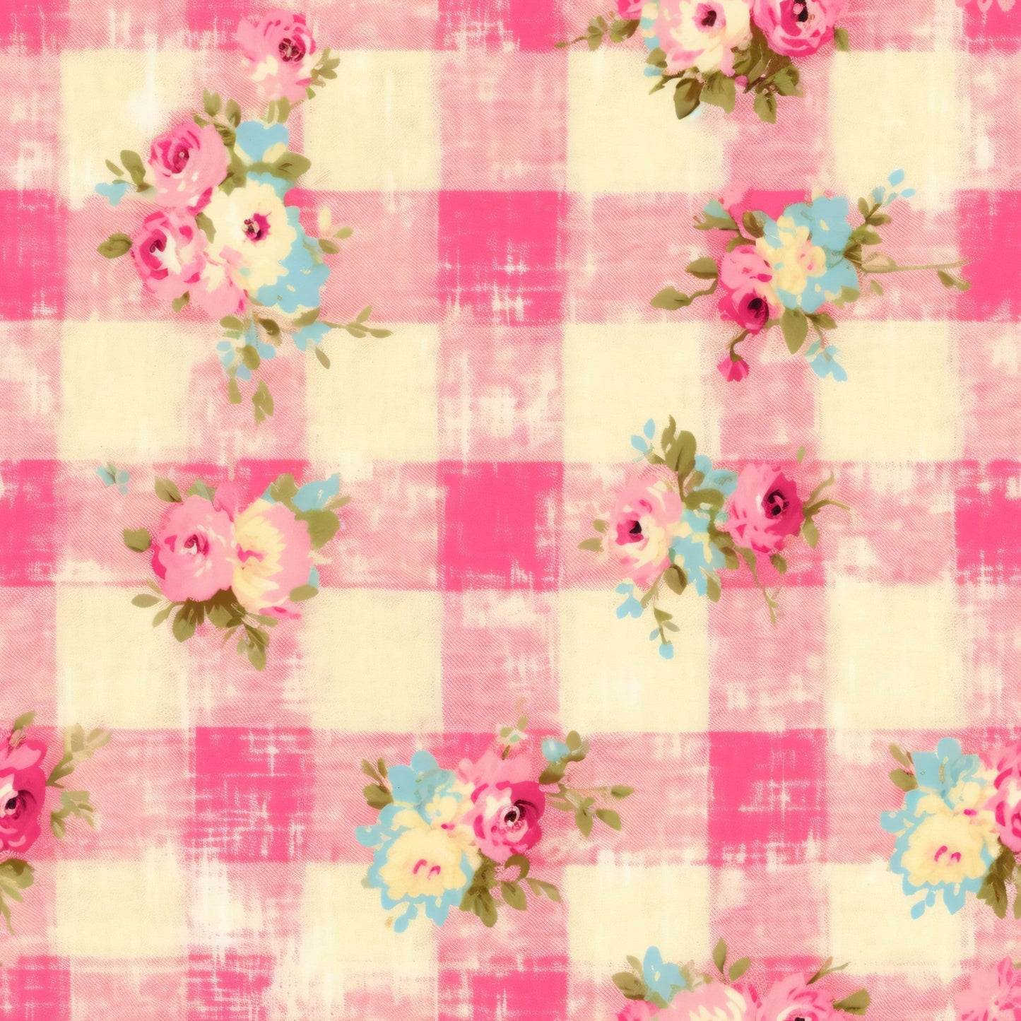 Country Girl Pastel Pink Plaid Pattern 15 Quilting Cotton Fabric