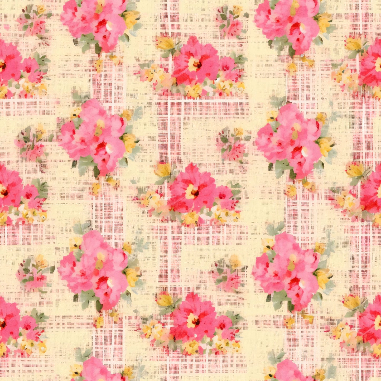Country Girl Pastel Pink Plaid Pattern 16 Quilting Cotton Fabric