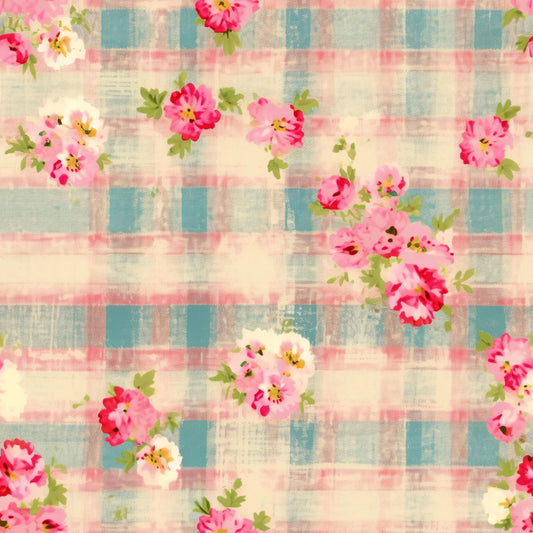 Country Girl Pastel Pink Plaid Pattern 20 Quilting Cotton Fabric