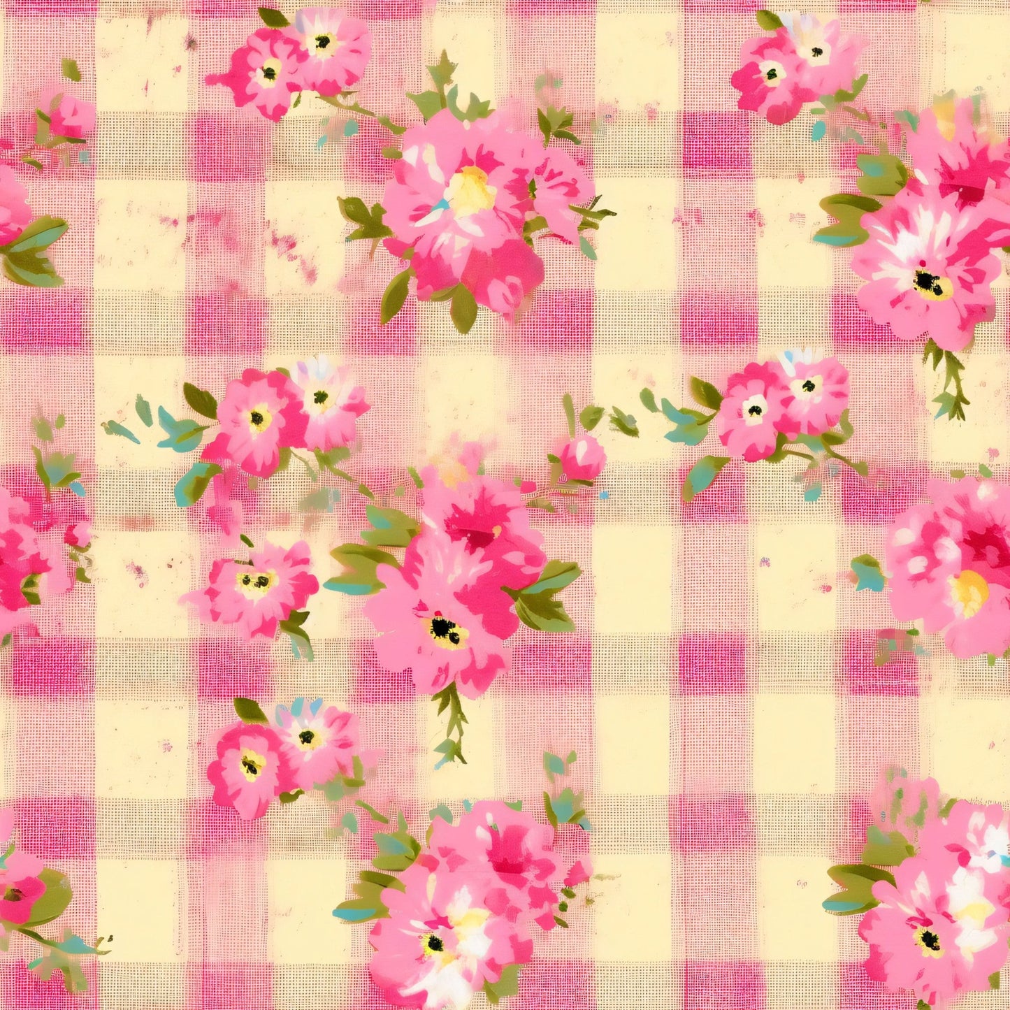 Country Girl Pastel Pink Plaid Pattern 4 Quilting Cotton Fabric