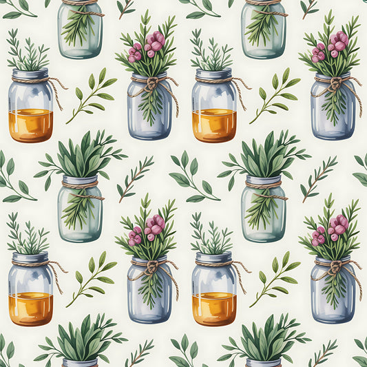 Farmhouse Kitchen Herbs Pattern 17 Quilting Cotton Fabric