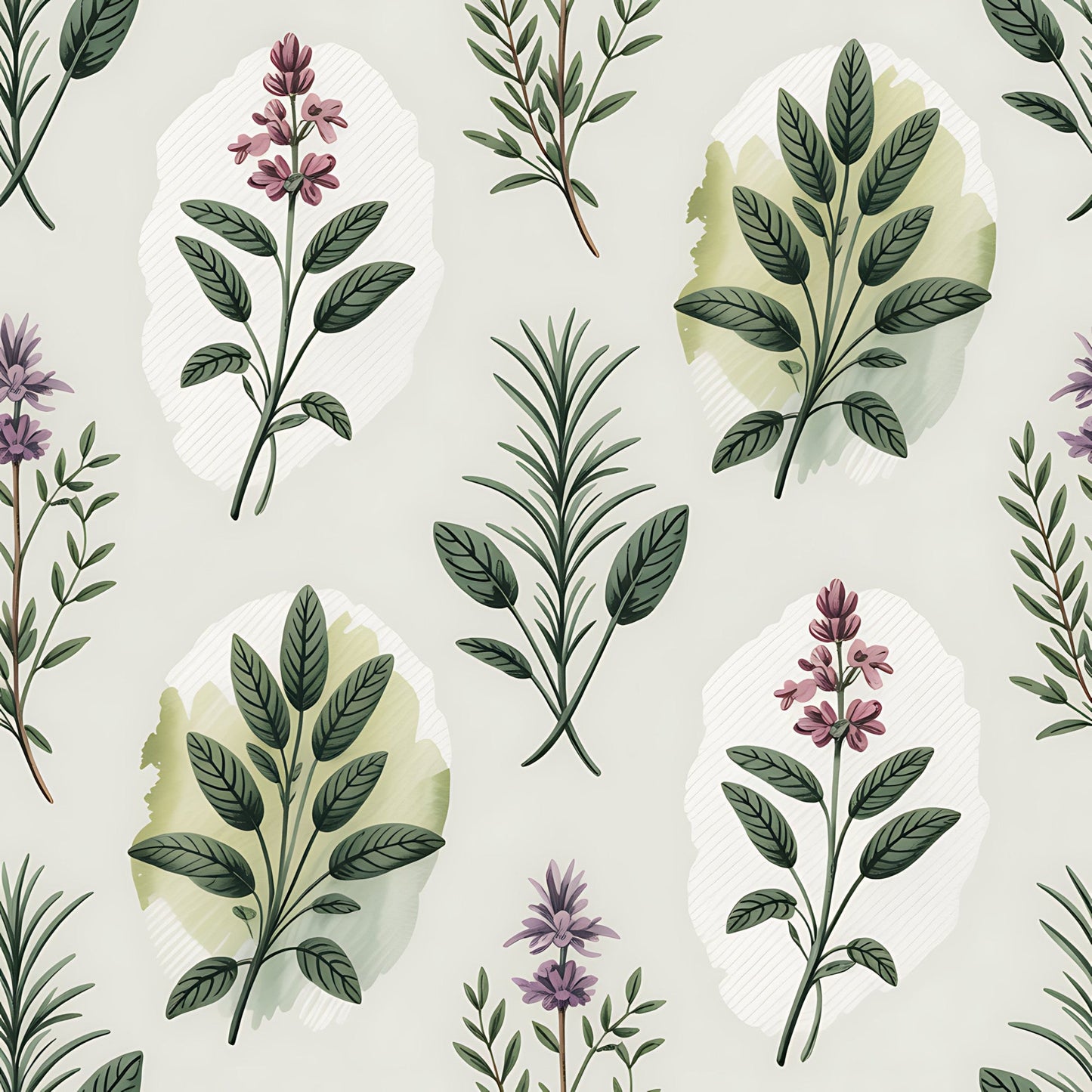Farmhouse Kitchen Herbs Pattern 26 Quilting Cotton Fabric