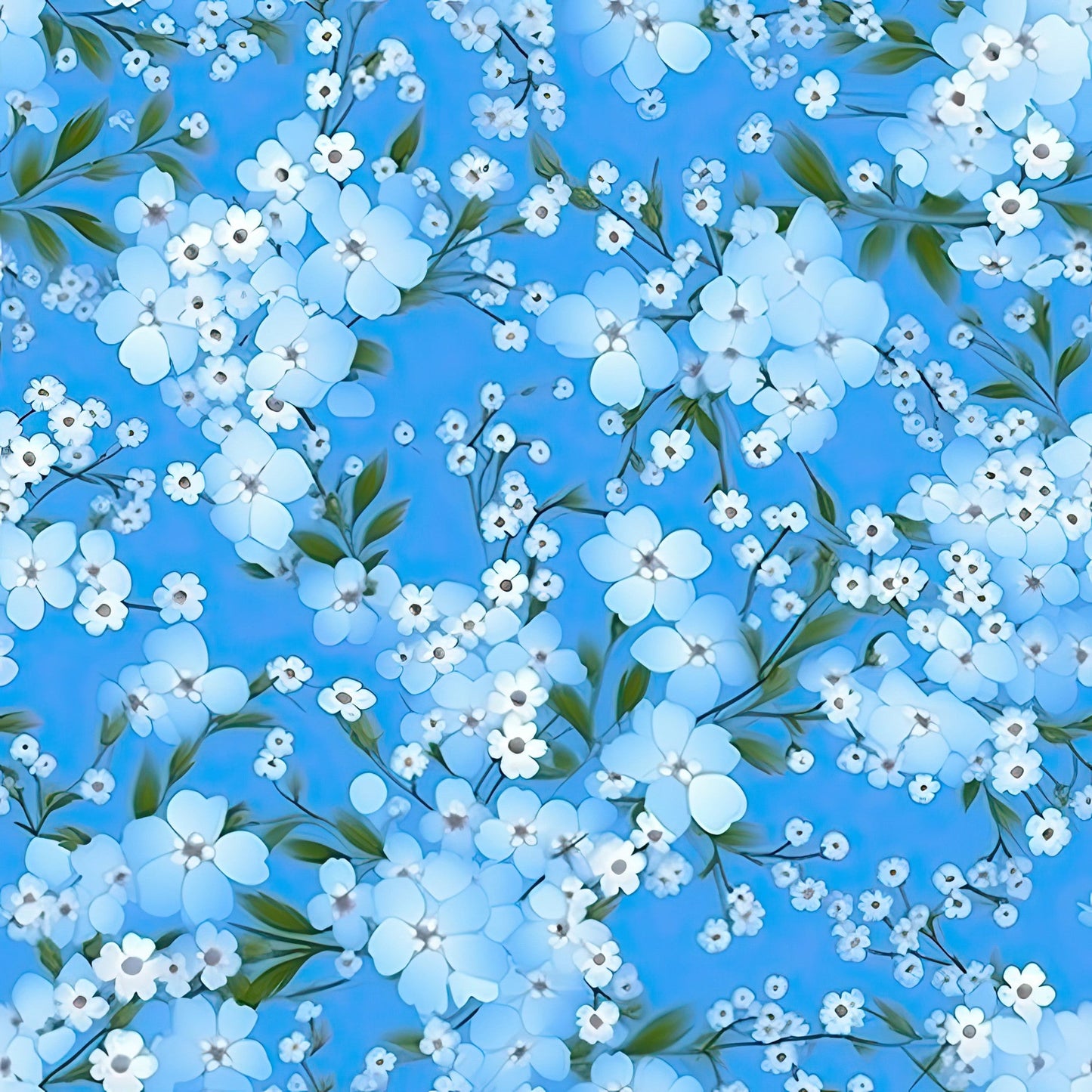 Forget Me Not Blue Florals Pattern 12 Quilting Cotton Fabric