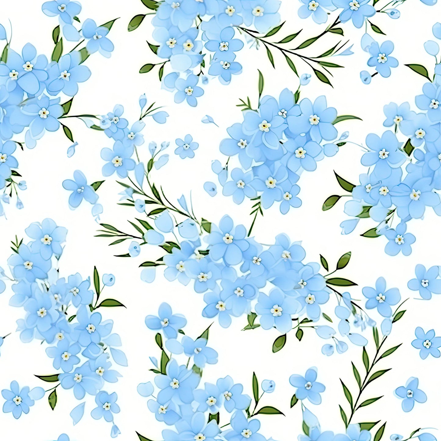 Forget Me Not Blue Florals Pattern 8 Quilting Cotton Fabric