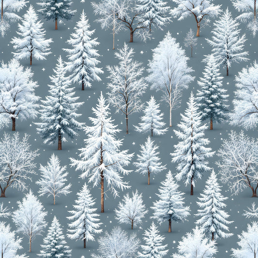 Frosty Winter Trees Pattern 11 Quilting Cotton Fabric