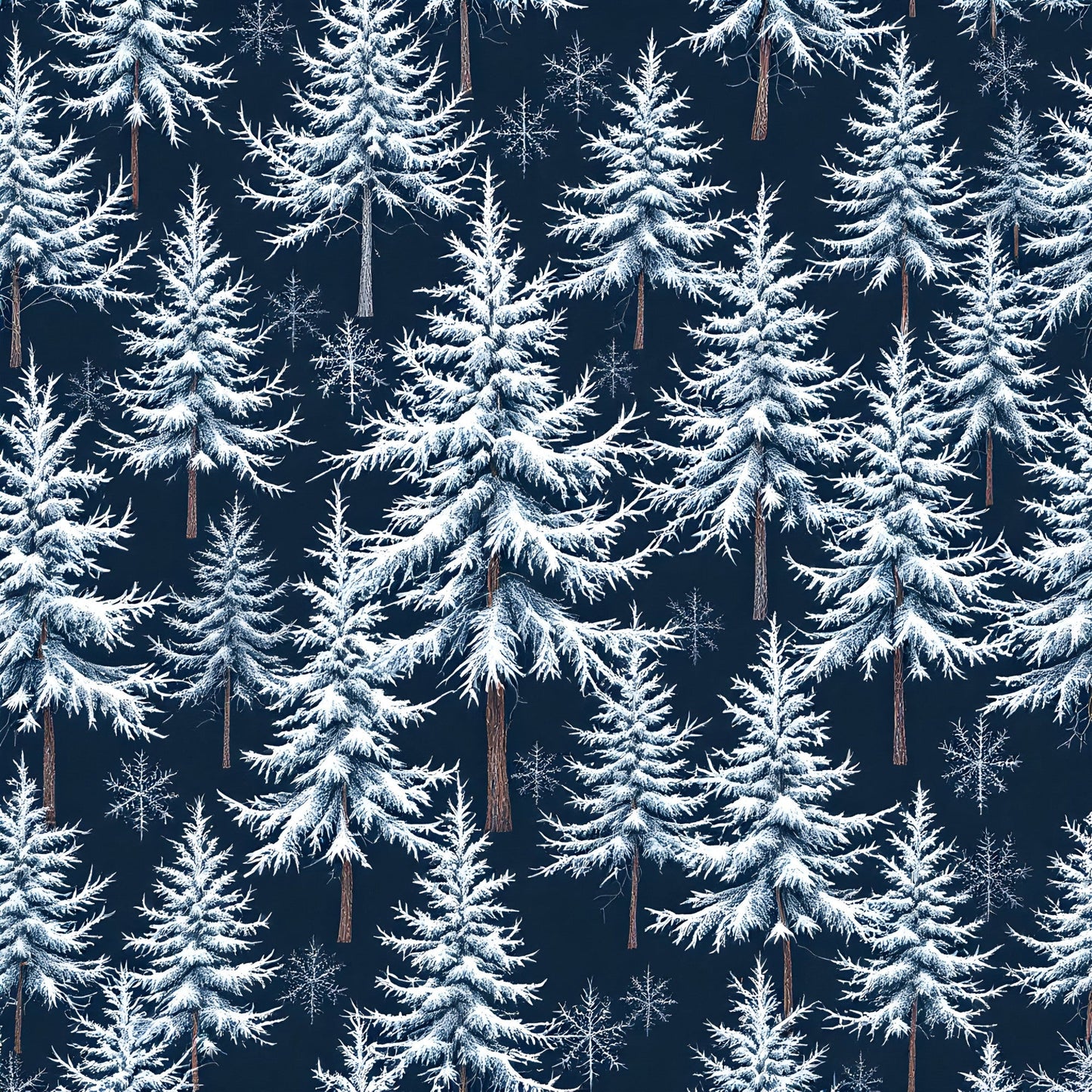 Frosty Winter Trees Pattern 1 Quilting Cotton Fabric