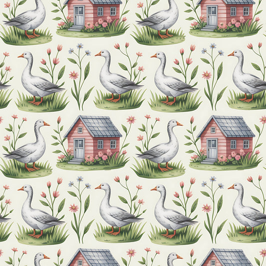 Goose Cottagecore Pattern 14 Quilting Cotton Fabric