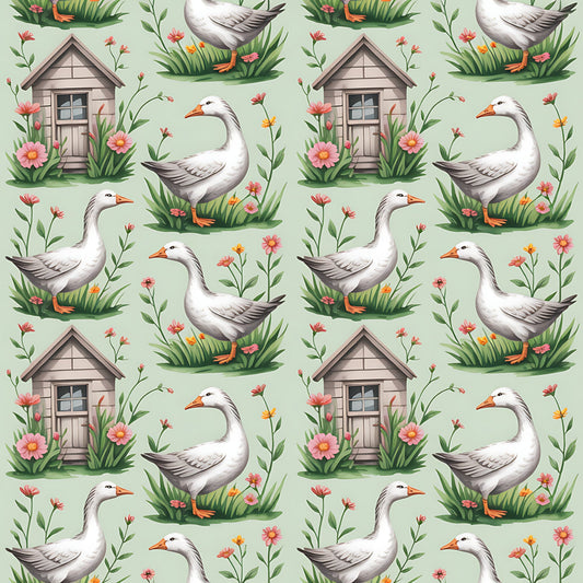 Goose Cottagecore Pattern 15 Quilting Cotton Fabric