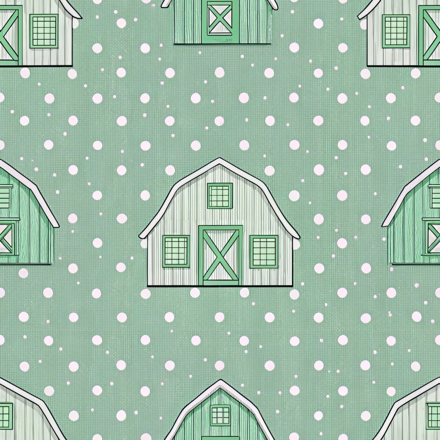 Green Farmhouse Pattern 15 Quilting Cotton Fabric