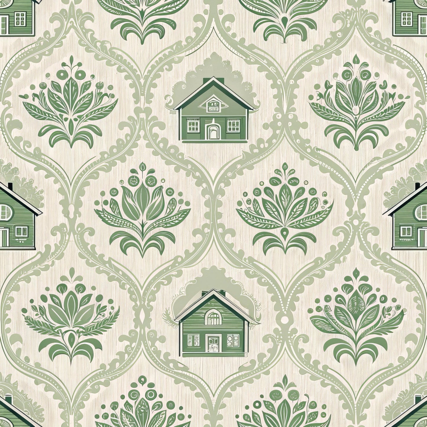 Green Farmhouse Pattern 6 Quilting Cotton Fabric