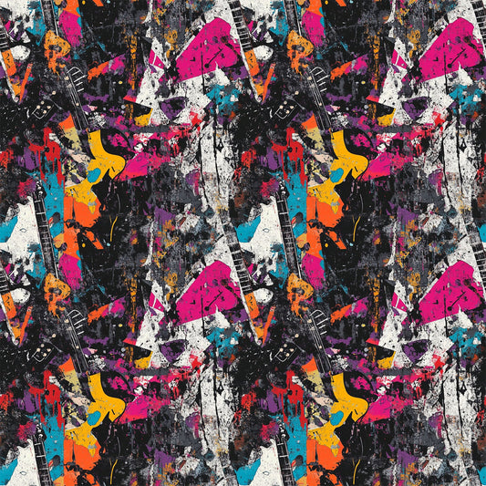 Grunge Rock Guitar Pattern 12 Quilting Cotton Fabric