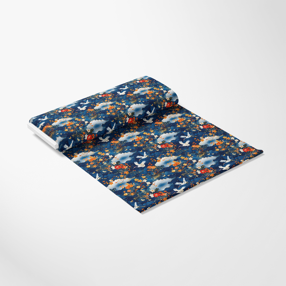 Japanese Cranes Pattern 5 Quilting Cotton Fabric
